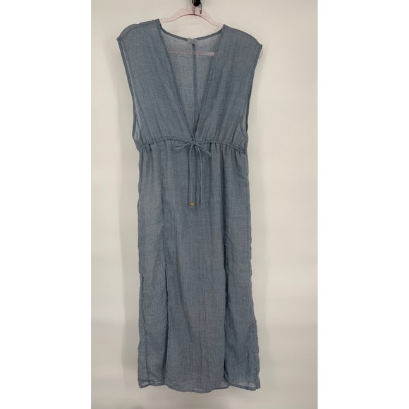 Kona Kol Dresses & Skirts - Kona Kol Sz M Womens Blue Gauze Tie Waist Maxi Dress Sleeveless Beach Cover Up‎